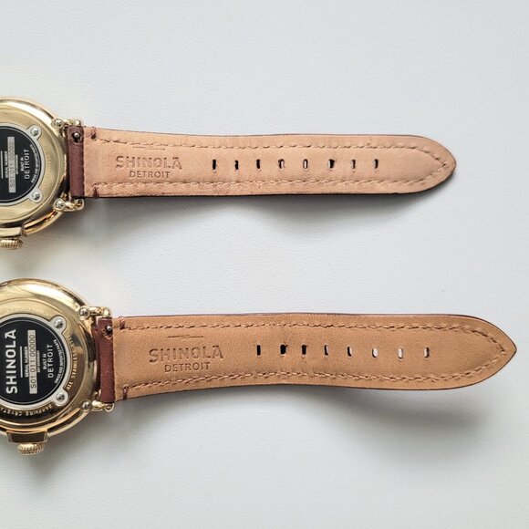 His Hers Watches 2 Runwell Gold 47mm 41mm Argonite 1069 Brown Leather Set New - Picture 10 of 16